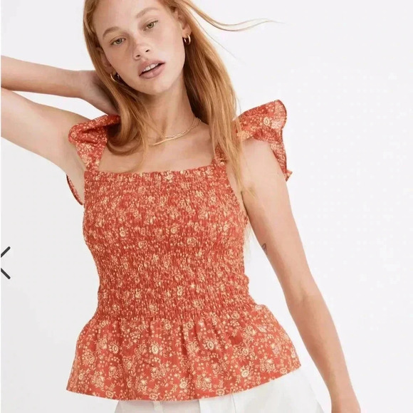 Madewell Tops - Madewell Lucie Smocked Peplum Top in Piazza Floral